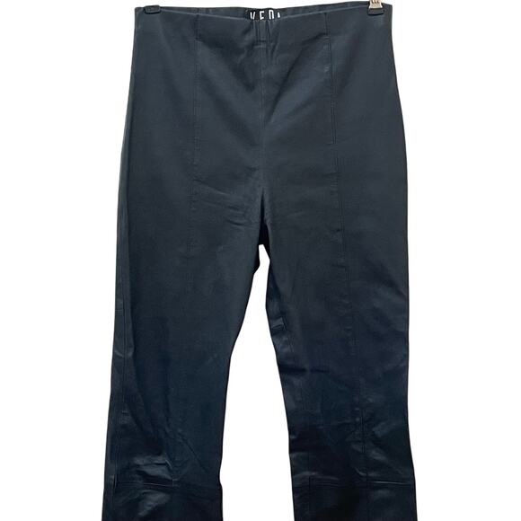 VEDA Size XS/S Black Leather Pull on Mid-Rise Leather Slim Straight Leg Pants - Picture 2 of 8